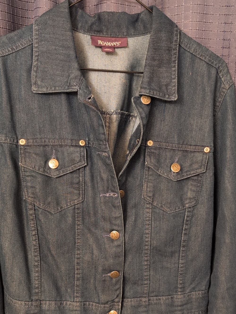 Classic Dark Blue Denim Jean Jacket 14W